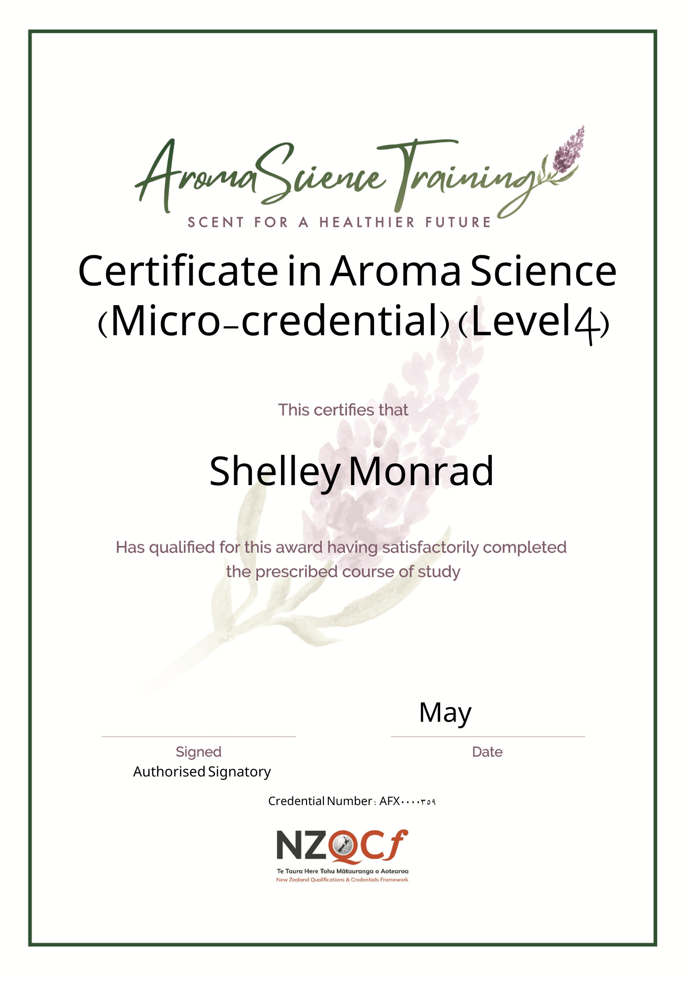 Certificate in Aroma Science (Micro-credential) (Level 4)